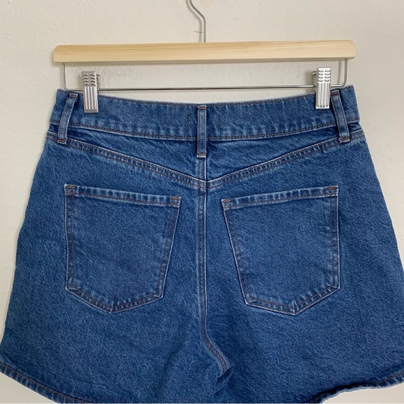 Express Dad Short High Rise Stretch Size 8 Dark Blue Wash 5 Pocket Denim - Picture 8 of 10